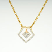 Geometric Square Diamond Charm Pendant Necklace