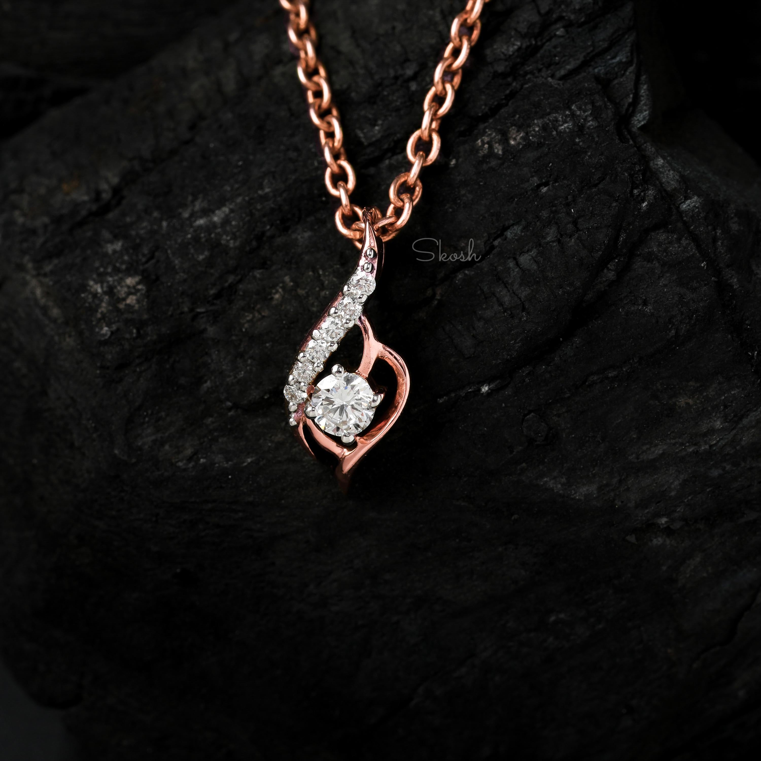 Dainty Solitaire Diamond Charm Pendant Necklace