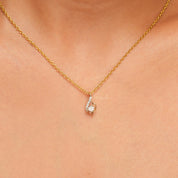 Dainty Solitaire Diamond Charm Pendant Necklace