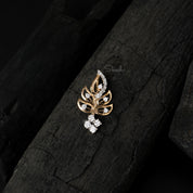 Leaf Branch Diamond Charm Pendant