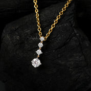 Vertical Line 4 Diamond Charm Pendant