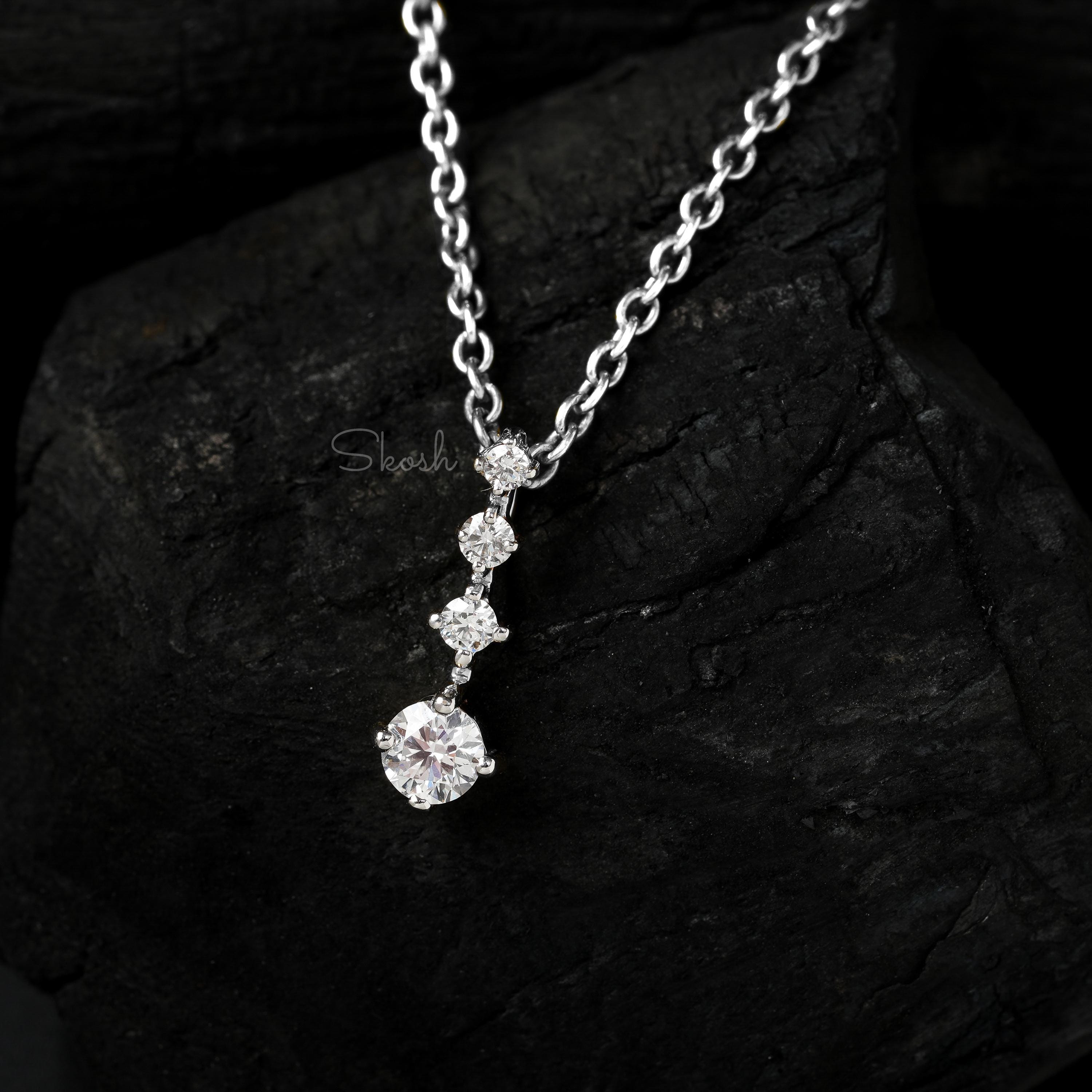 Vertical Line 4 Diamond Charm Pendant