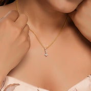 Vertical Line 4 Diamond Charm Pendant