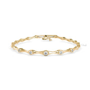 Round Cut Bamboo Solitaire Diamond Tennis Bracelet