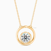 0.75 Carats Round Cut Lab Grown Diamond Circle Pendant Necklace
