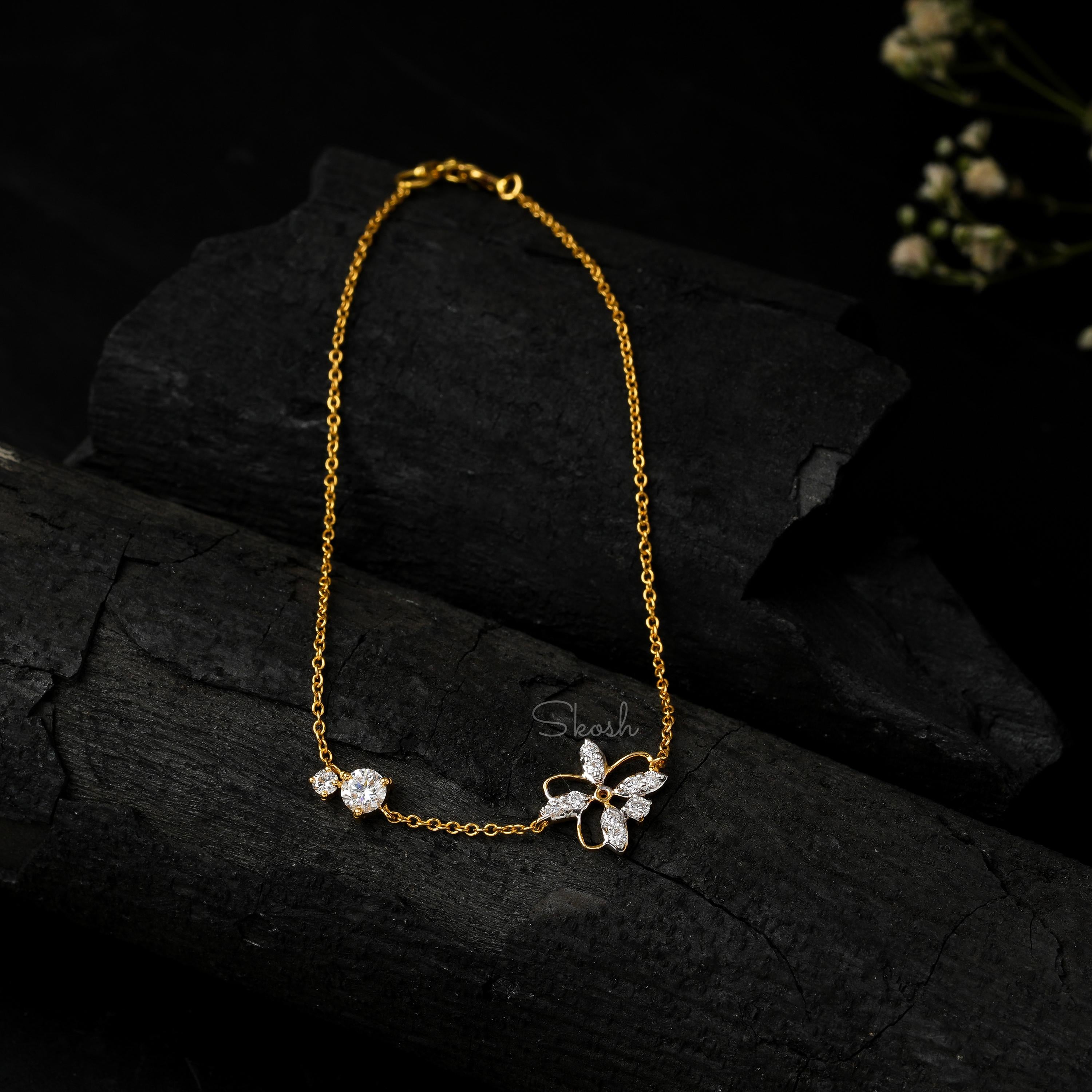 Flower Solitaire Diamond Chain Bracelet