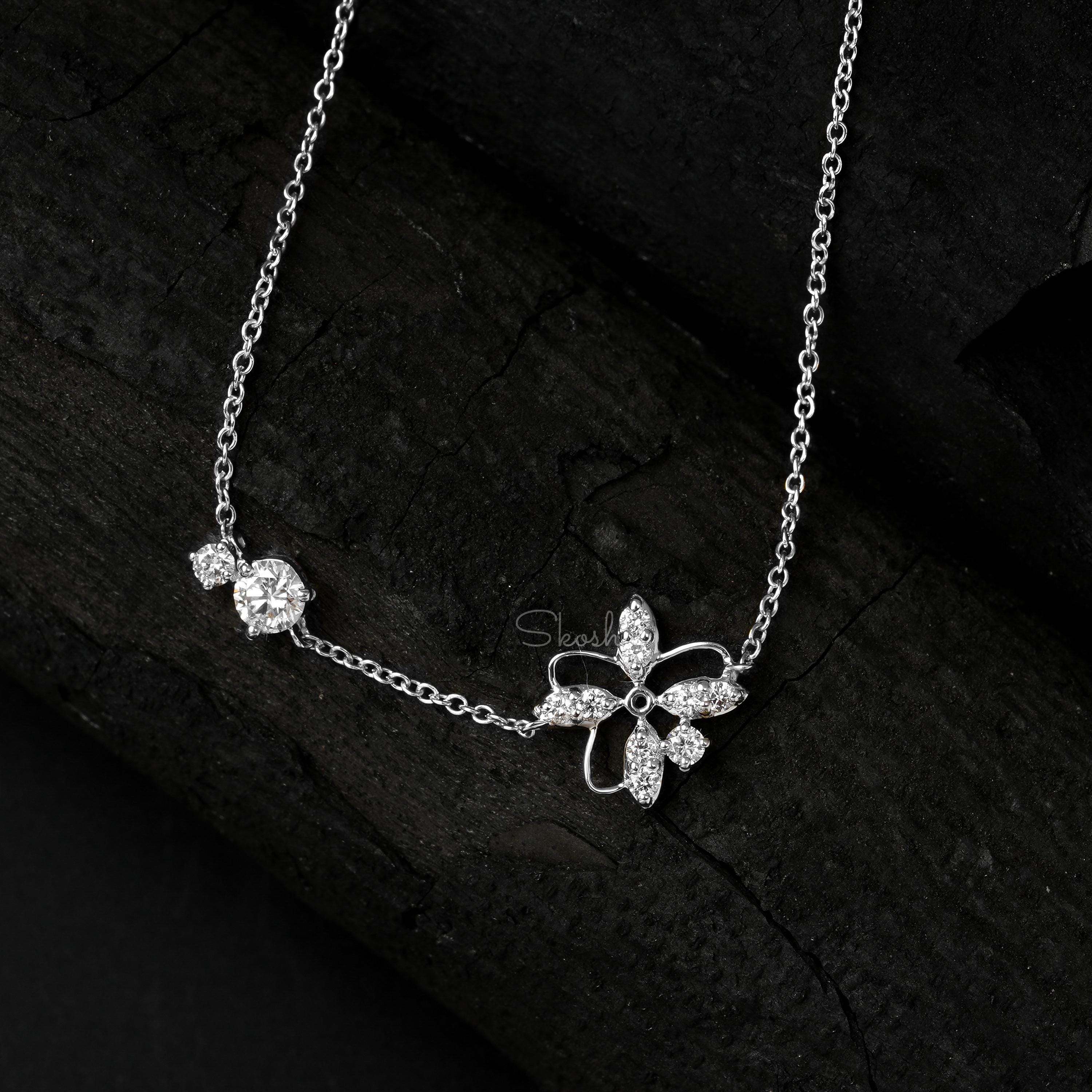 Flower Solitaire Diamond Chain Bracelet
