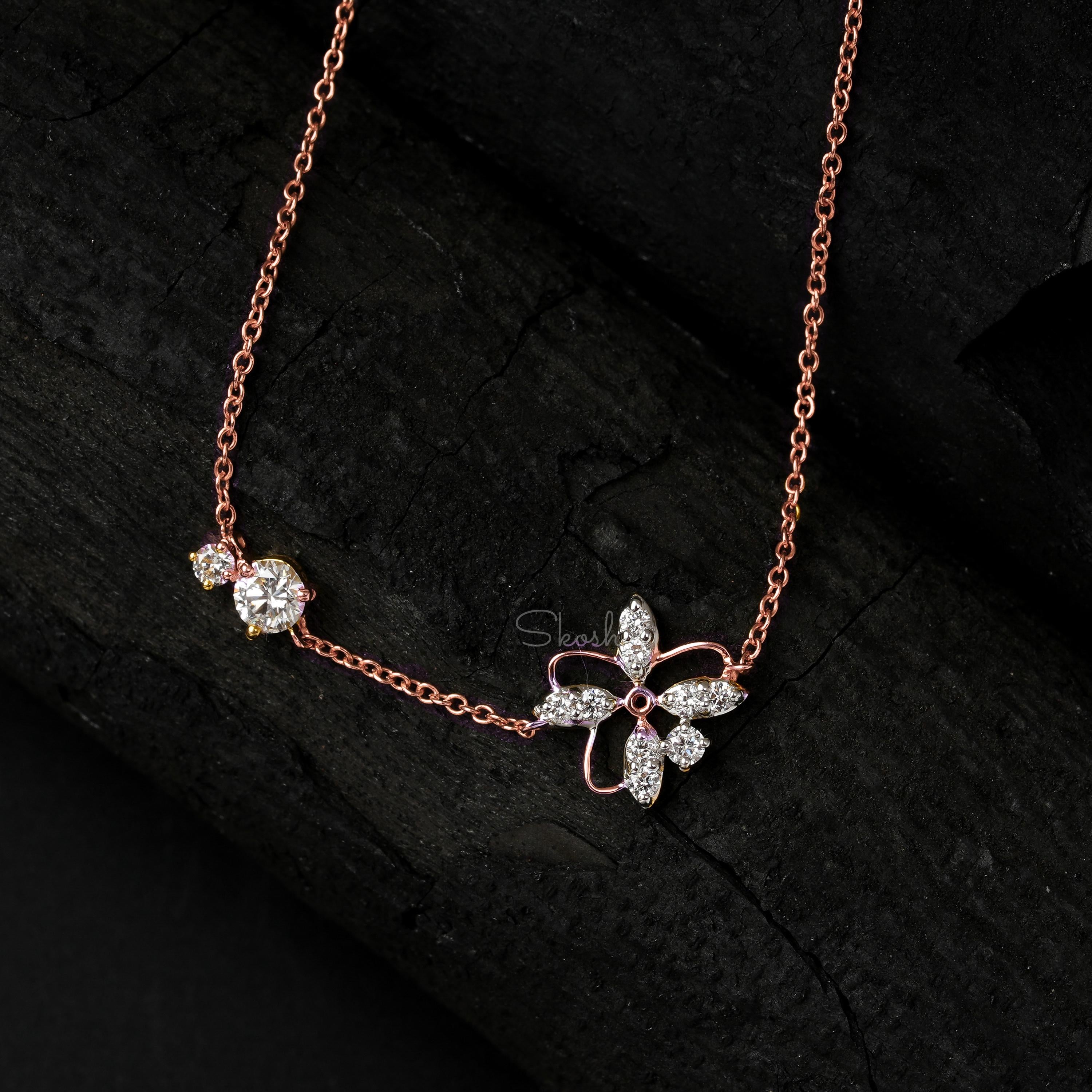 Flower Solitaire Diamond Chain Bracelet