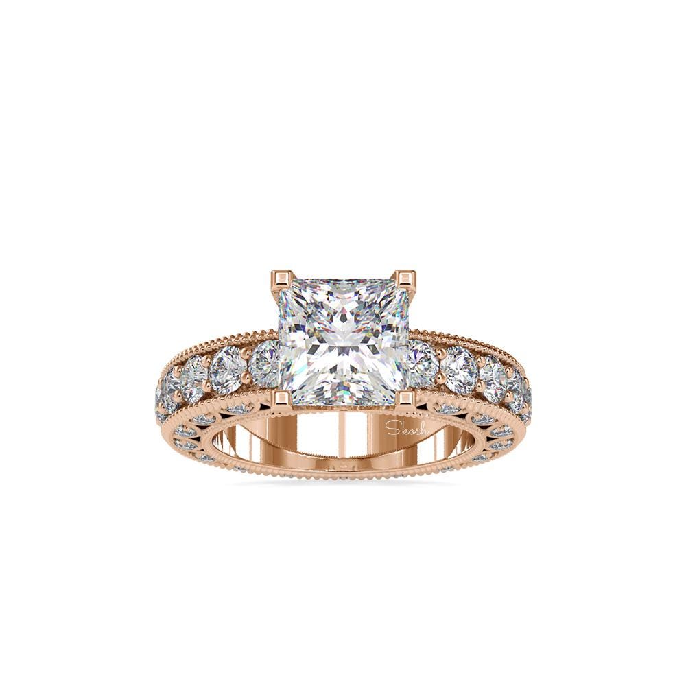 4.5 TCW Princess Cut Lab Grown Diamond Solitaire Engagement Ring