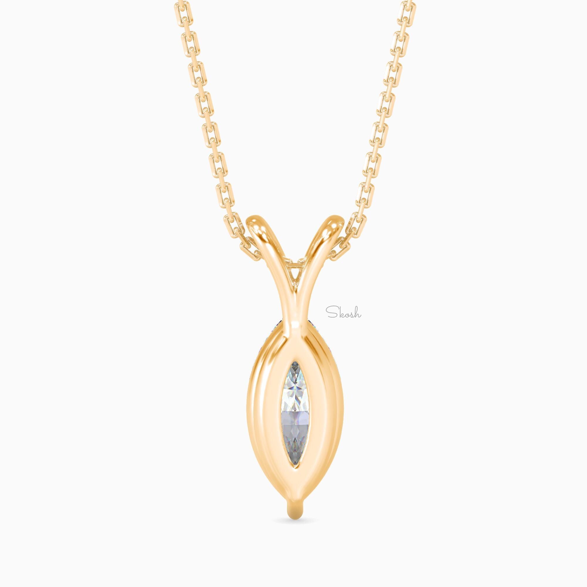 1 CTW Marquise Cut Lab Grown Diamond Solitaire Pendant Necklace