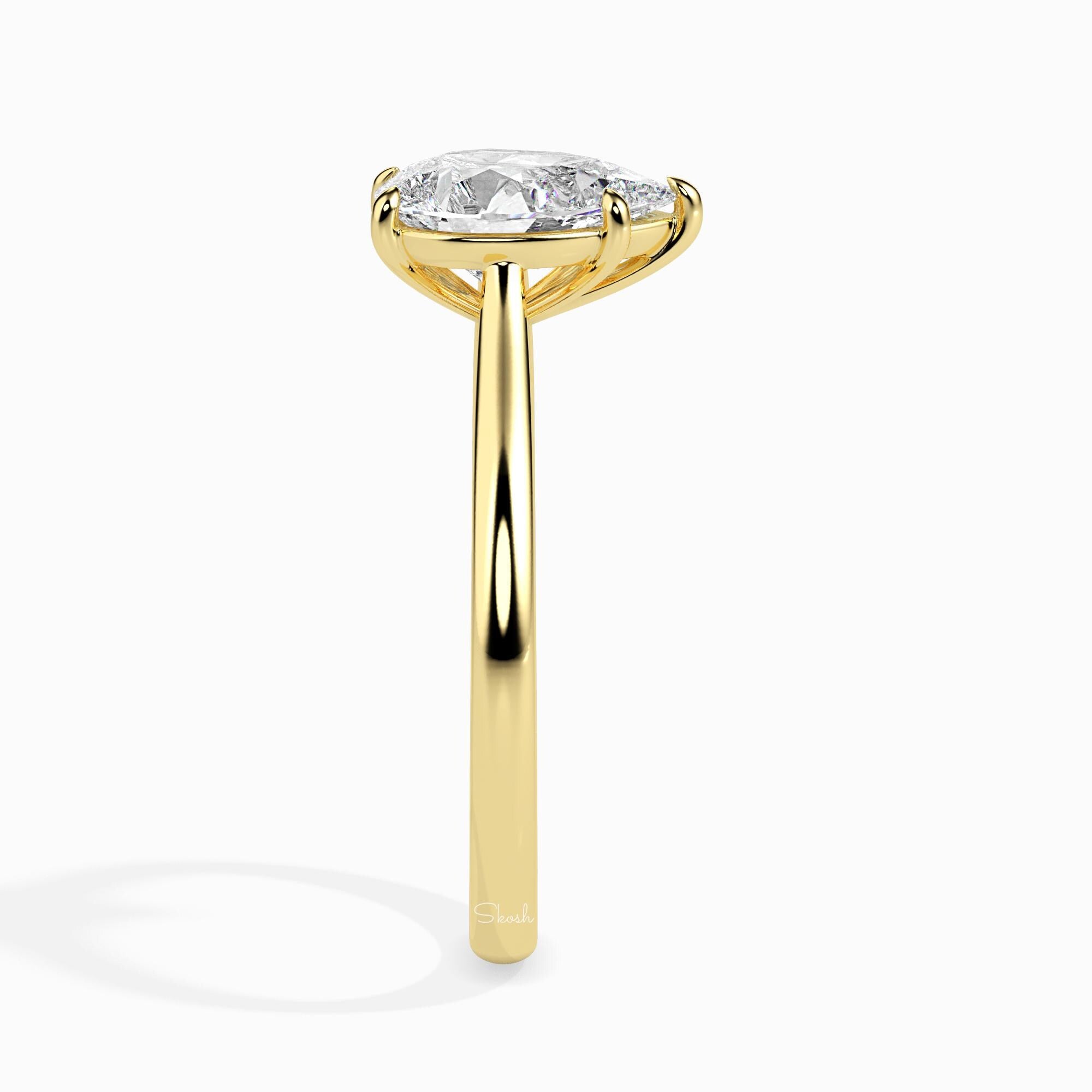 3 Carats Pear Cut Lab Grown Diamond Engagement Ring