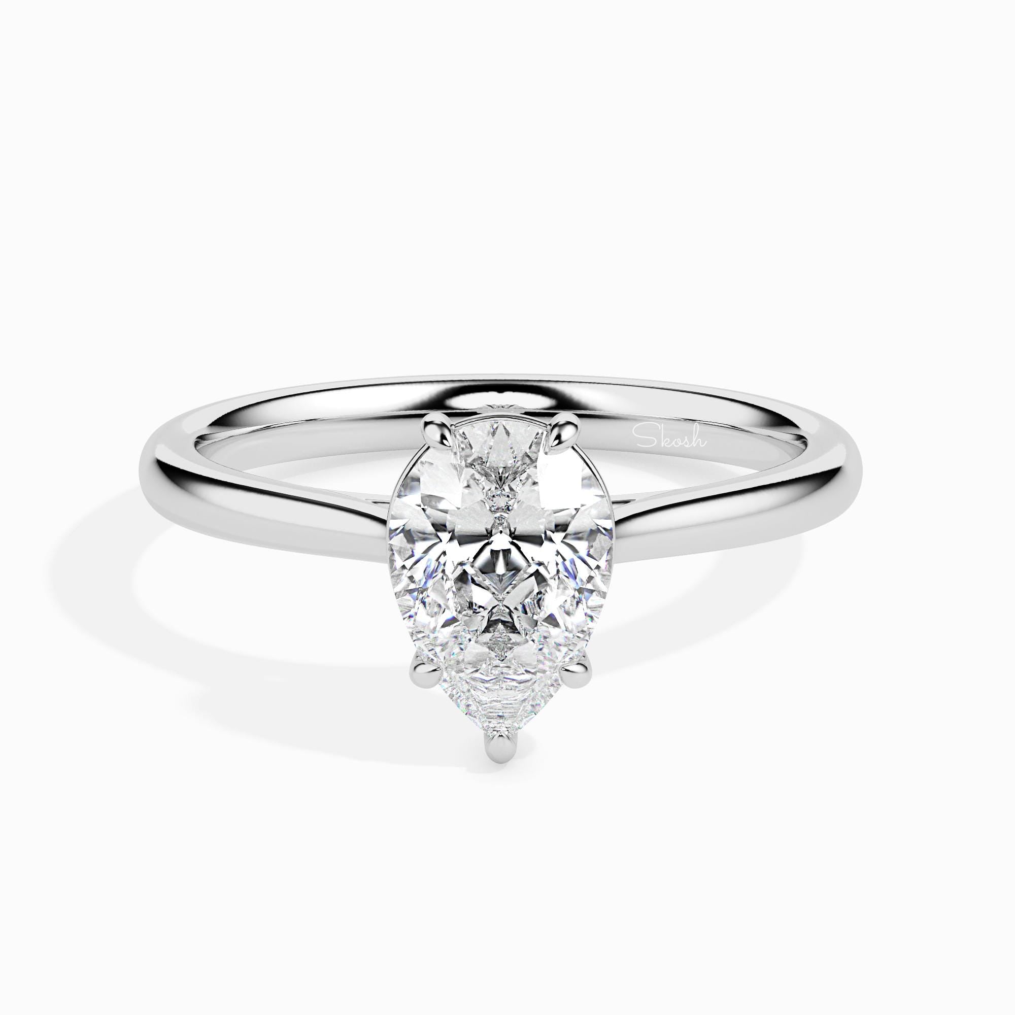 3 Carats Pear Cut Lab Grown Diamond Engagement Ring