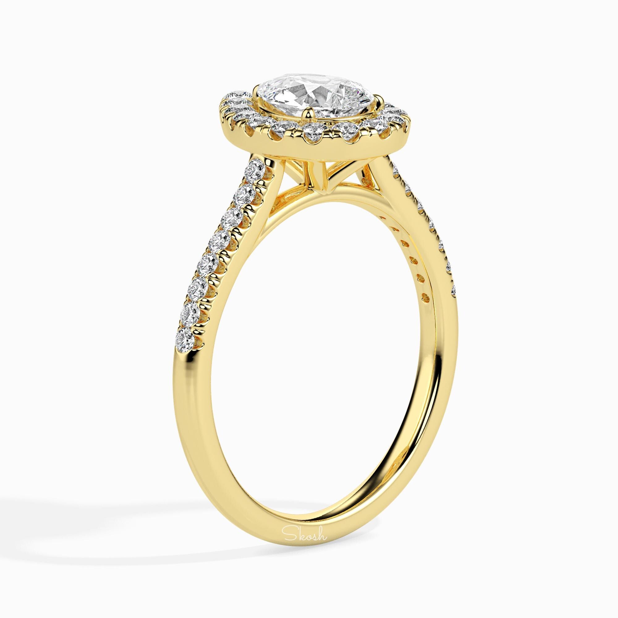Pear Cut Halo Engagement Ring