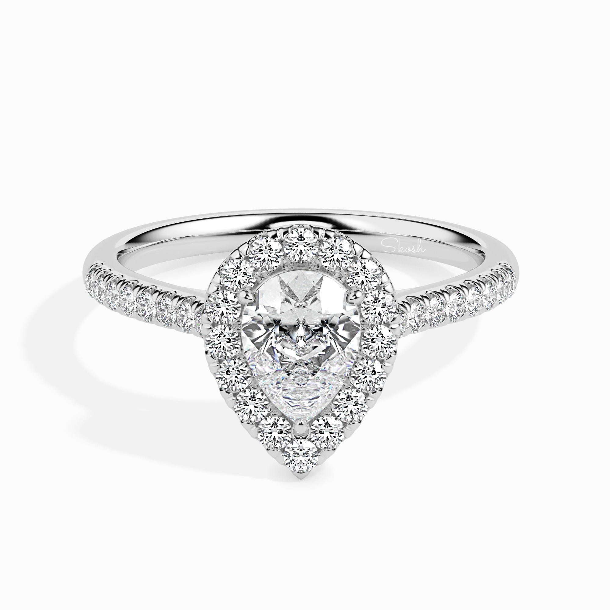 Pear Cut Halo Engagement Ring