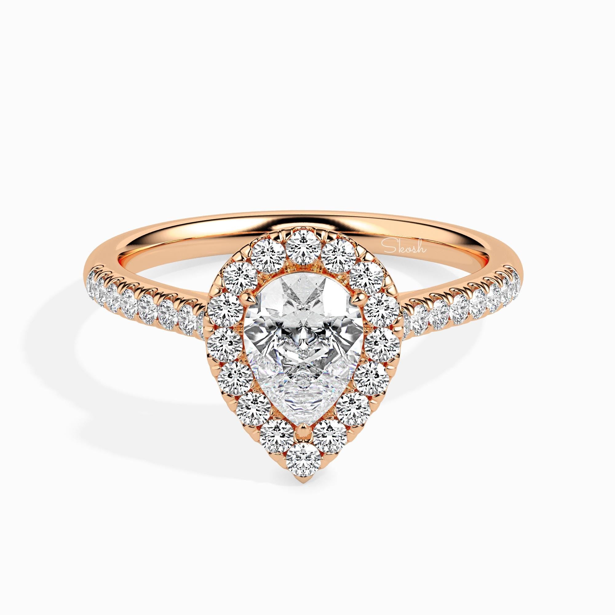 Pear Cut Diamond Halo Engagement Ring