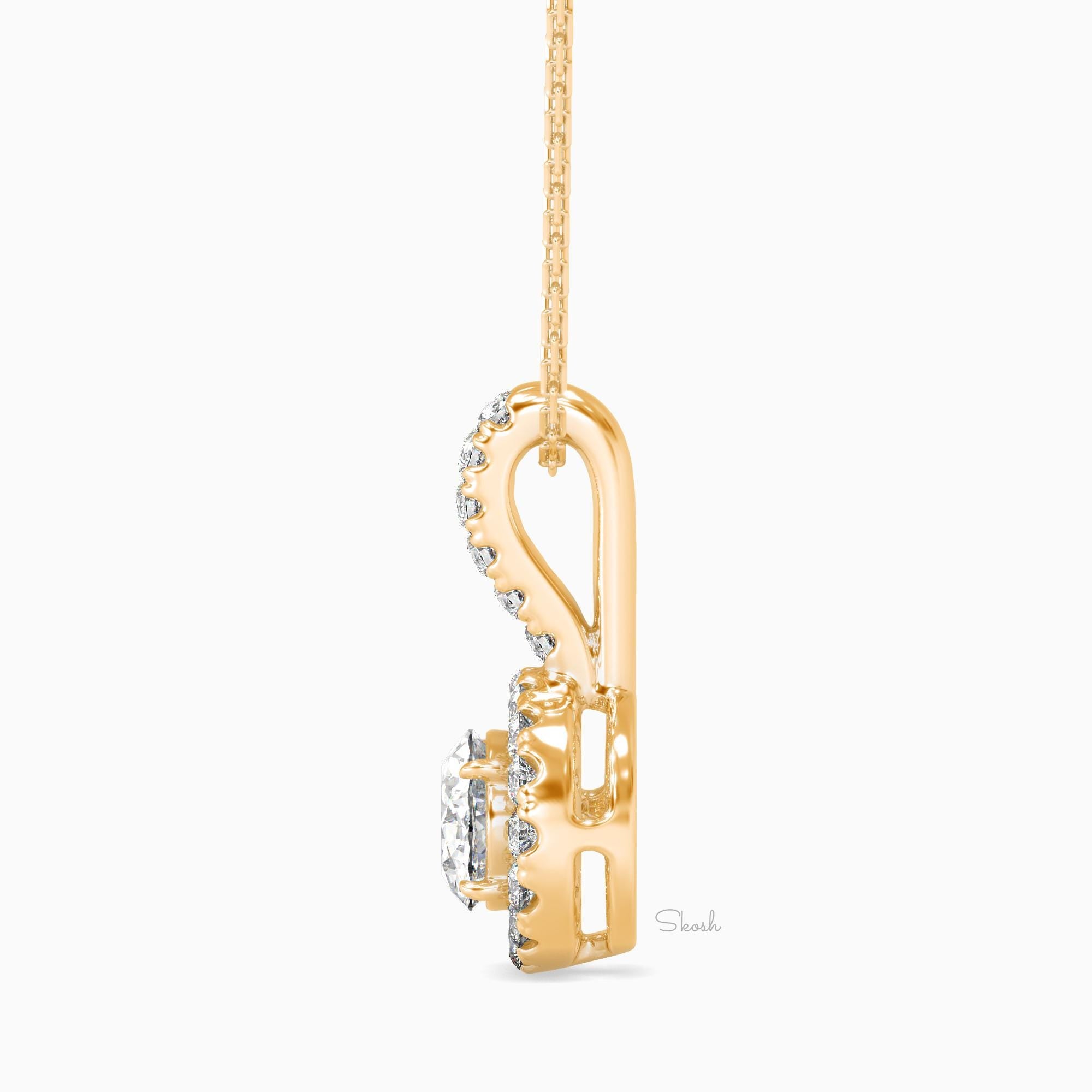 1 CTW Round Cut Halo Diamond Pendant Necklace
