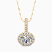 1 CTW Round Cut Halo Diamond Pendant Necklace