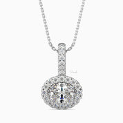 1 CTW Round Cut Halo Diamond Pendant Necklace