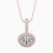 1 CTW Round Cut Halo Diamond Pendant Necklace