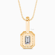 1 CTW Emerald Cut Halo Diamond Solitaire Pendant Necklace