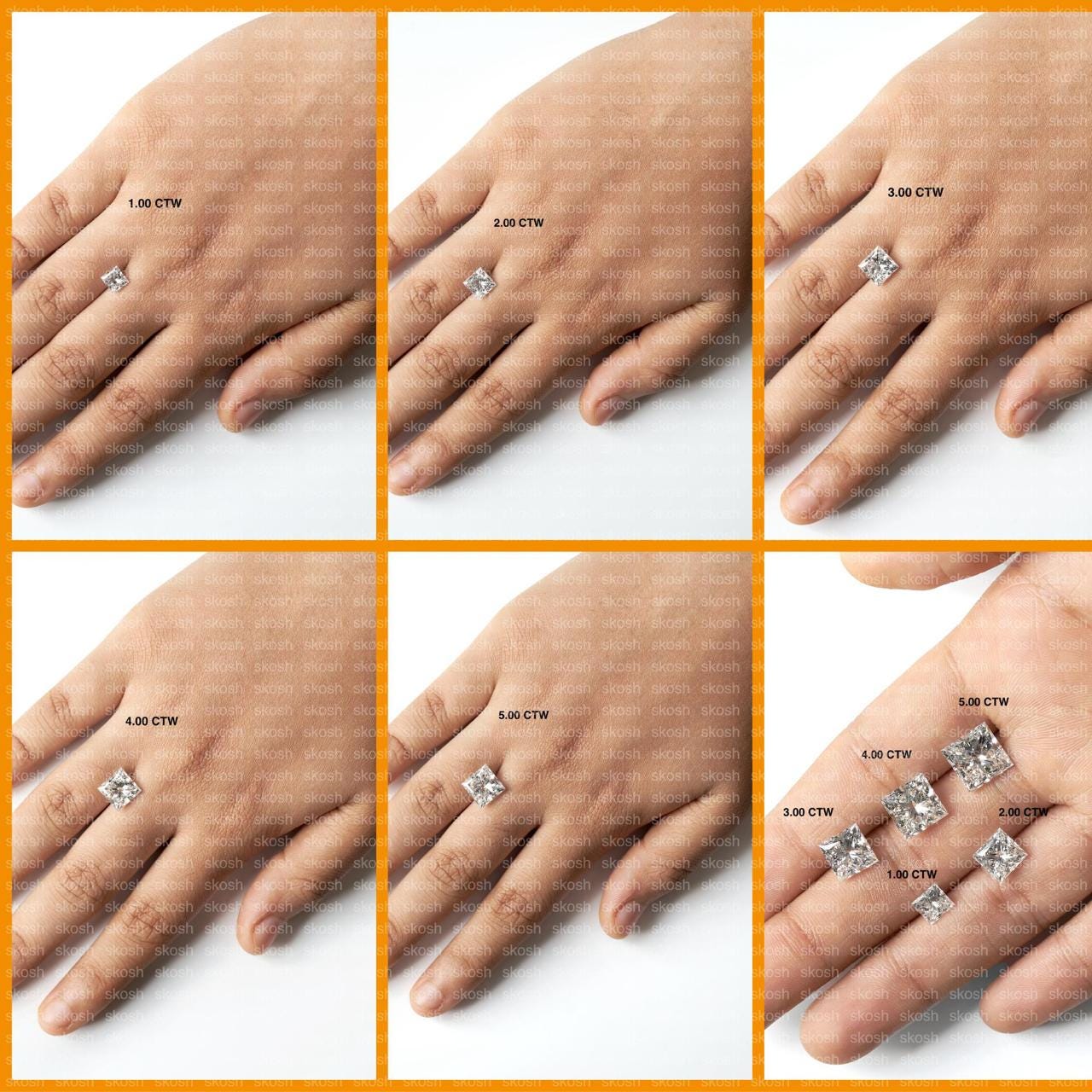 2.90 TCW Princess Cut Lab Grown Diamond Wedding Ring