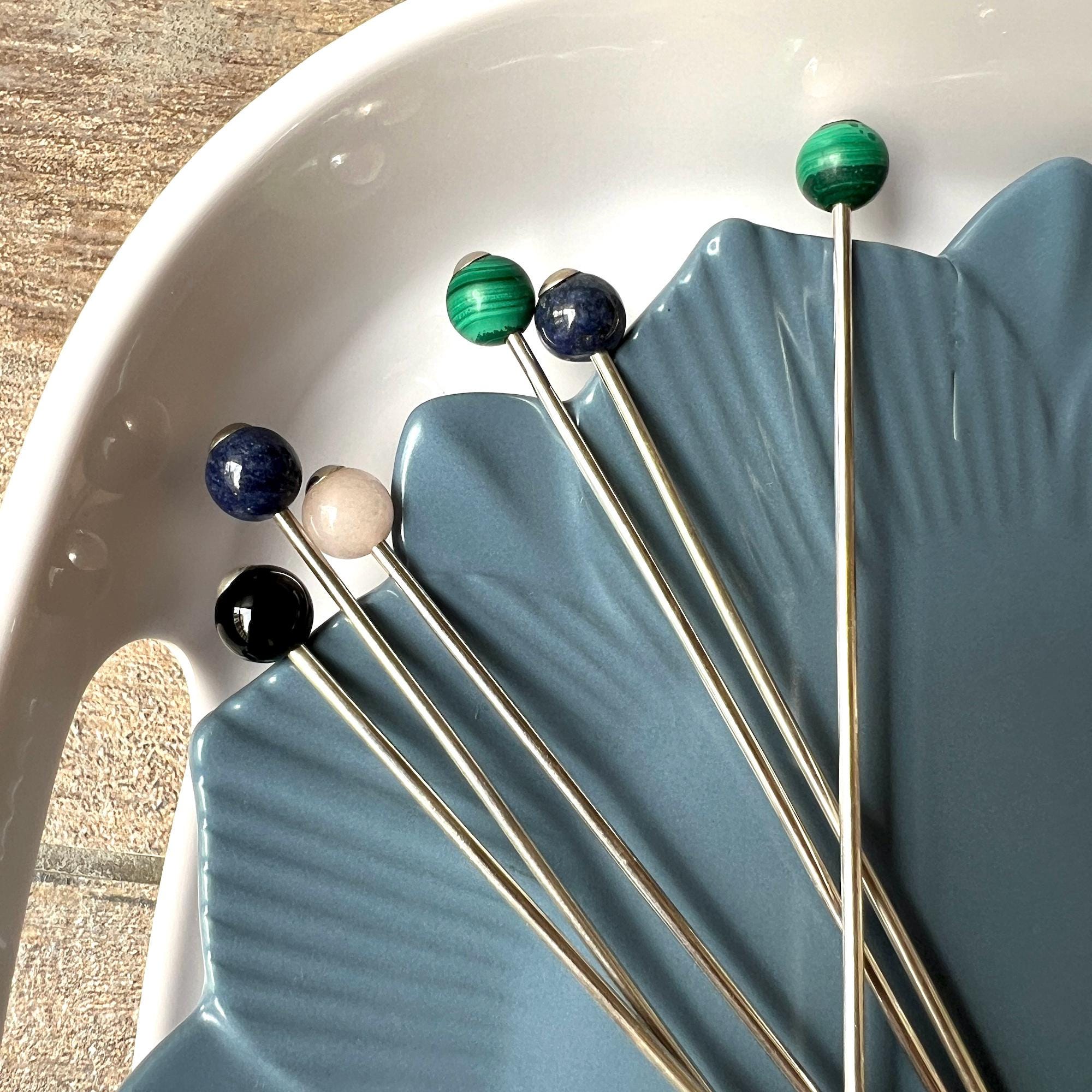 Sterling Silver Gemstone Cocktail Picks
