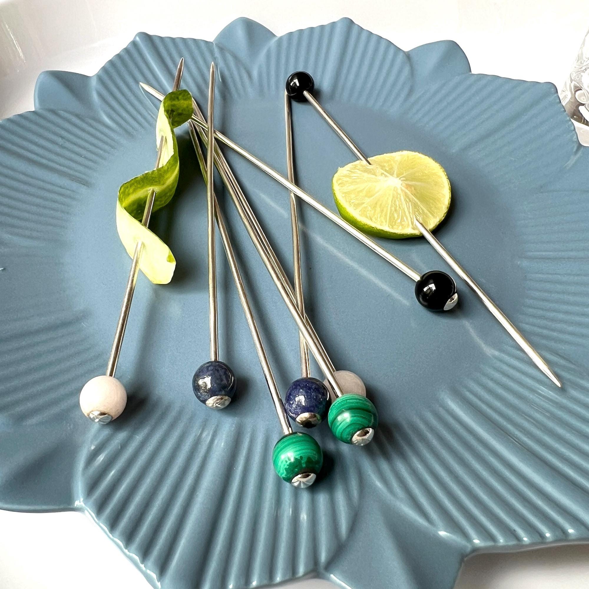 Sterling Silver Gemstone Cocktail Picks