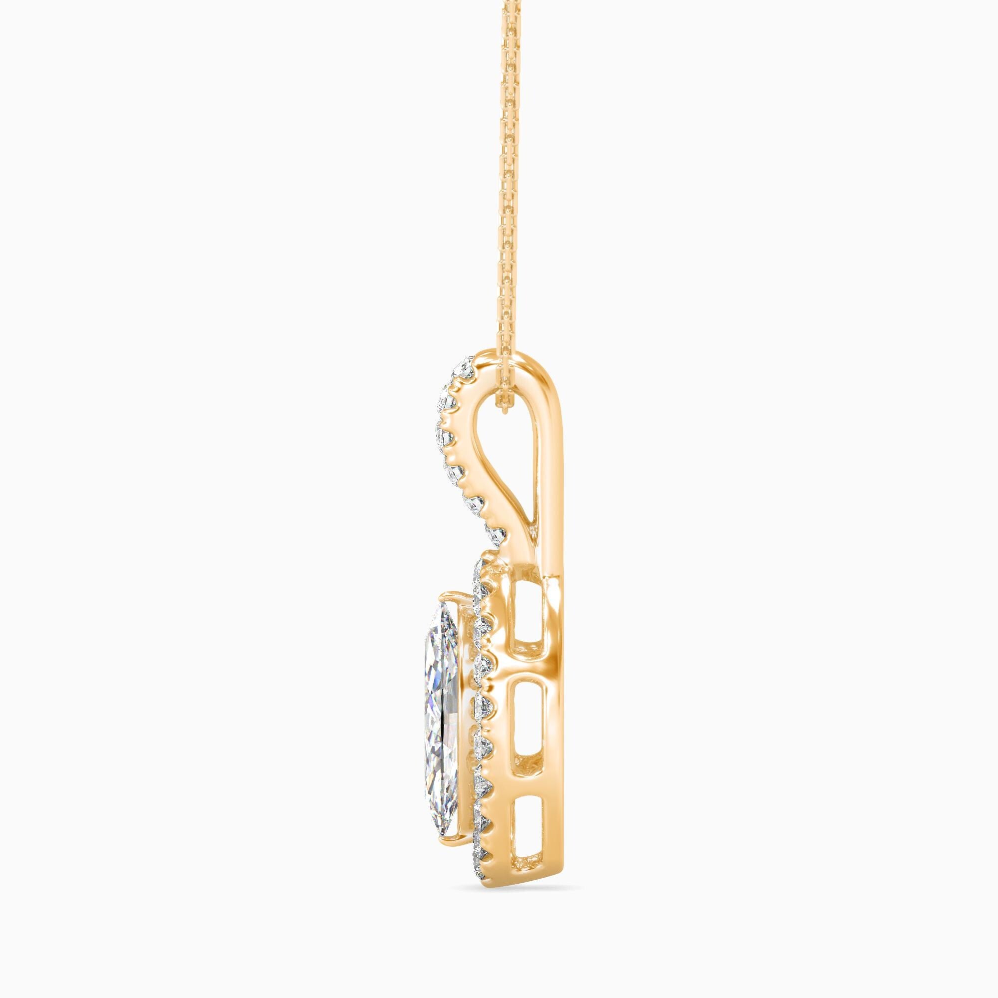 1 CTW Marquise Cut Lab Grown Diamond Solitaire Pendant Necklace