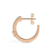 Dainty Baguette Lab Grown Diamonds Small Hoop Bridal Earrings