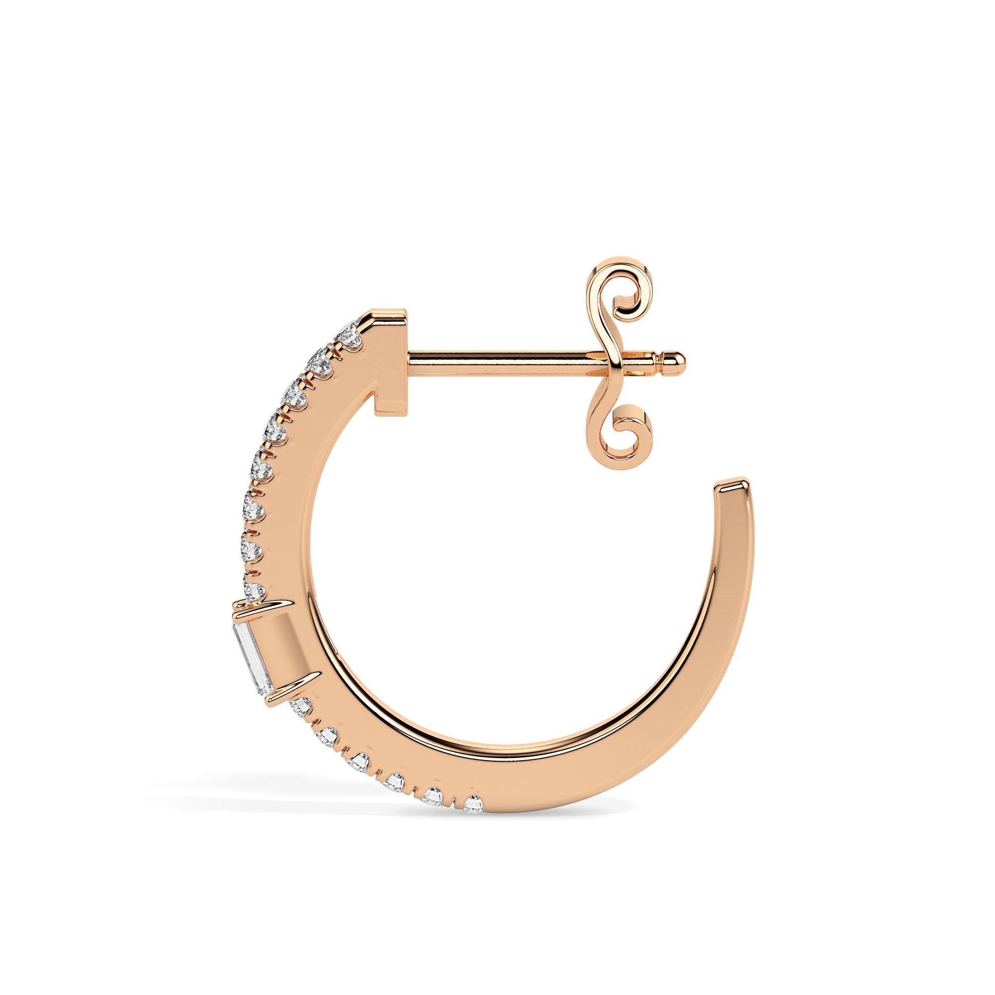 Dainty Baguette Lab Grown Diamonds Small Hoop Bridal Earrings