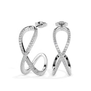 Criss Cross Wedding Diamond Hoop Earrings