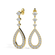 Tear Drop Bridal Diamond Dangle Statement Earrings