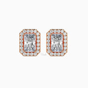 IGI Certified 1-6 Carats Radiant Cut Lab Grown Diamond Halo Solitaire Stud Earrings