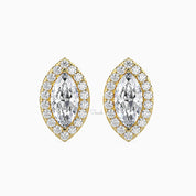 1 - 6 TCW Marquise Shape Lab Grown Diamond Halo Solitaire Stud Earrings