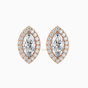 1 - 6 TCW Marquise Shape Lab Grown Diamond Halo Solitaire Stud Earrings