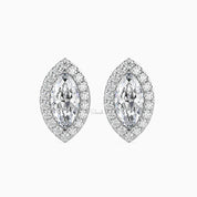1 - 6 TCW Marquise Shape Lab Grown Diamond Halo Solitaire Stud Earrings