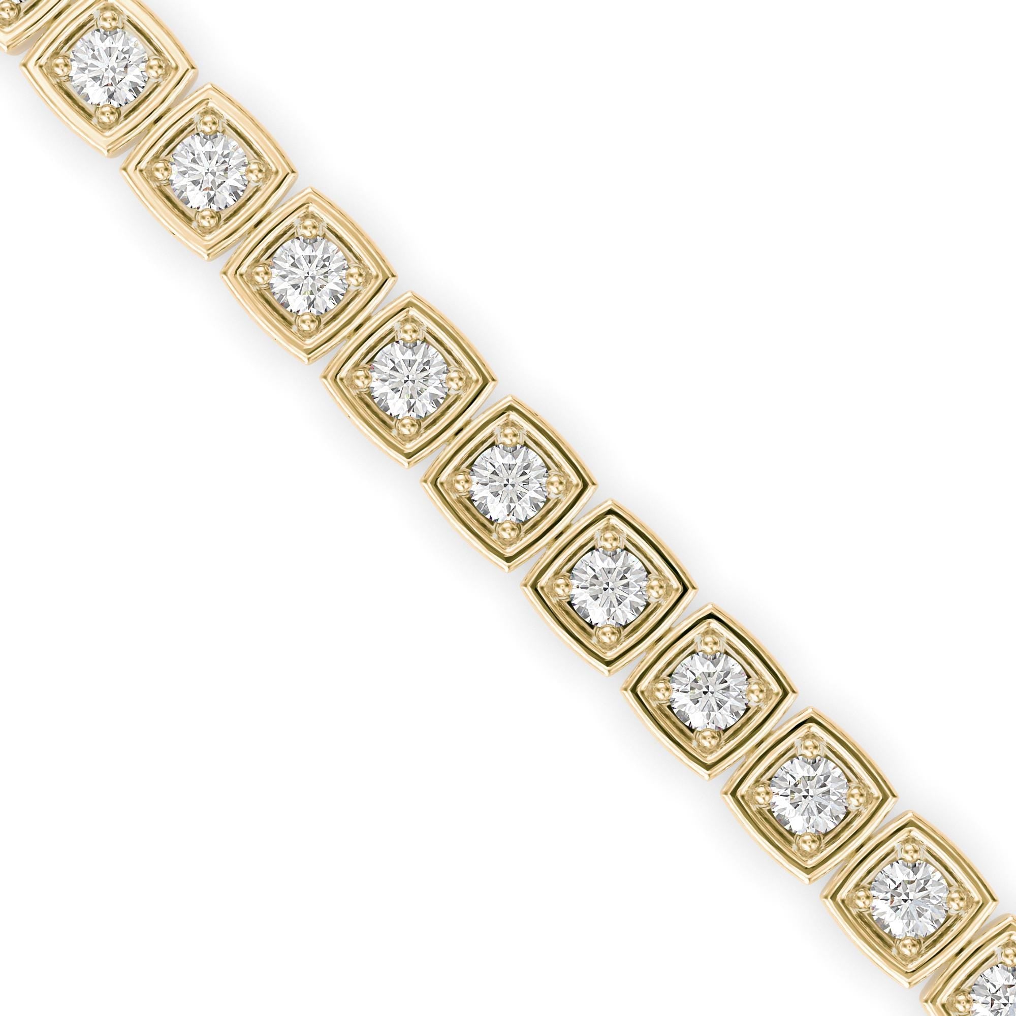 Square Bezel Round Cut Lab Grown Diamond Tennis Bracelet