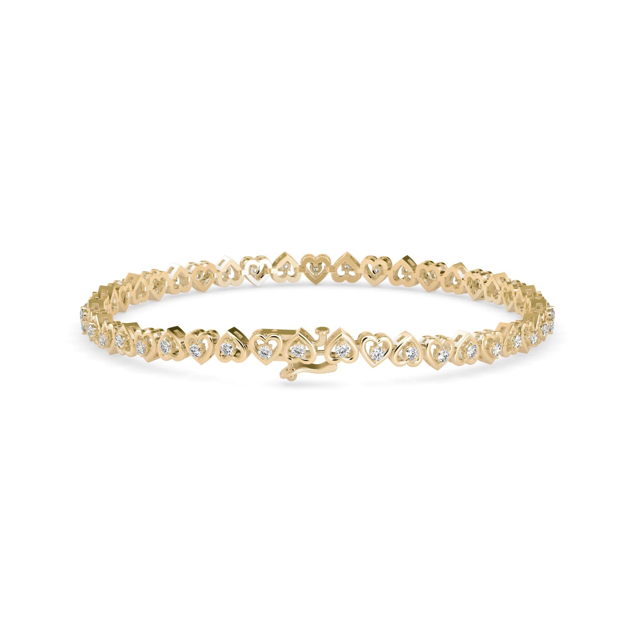 Heart Diamond Tennis Bracelet with Round Cut Lab Grown Diamonds