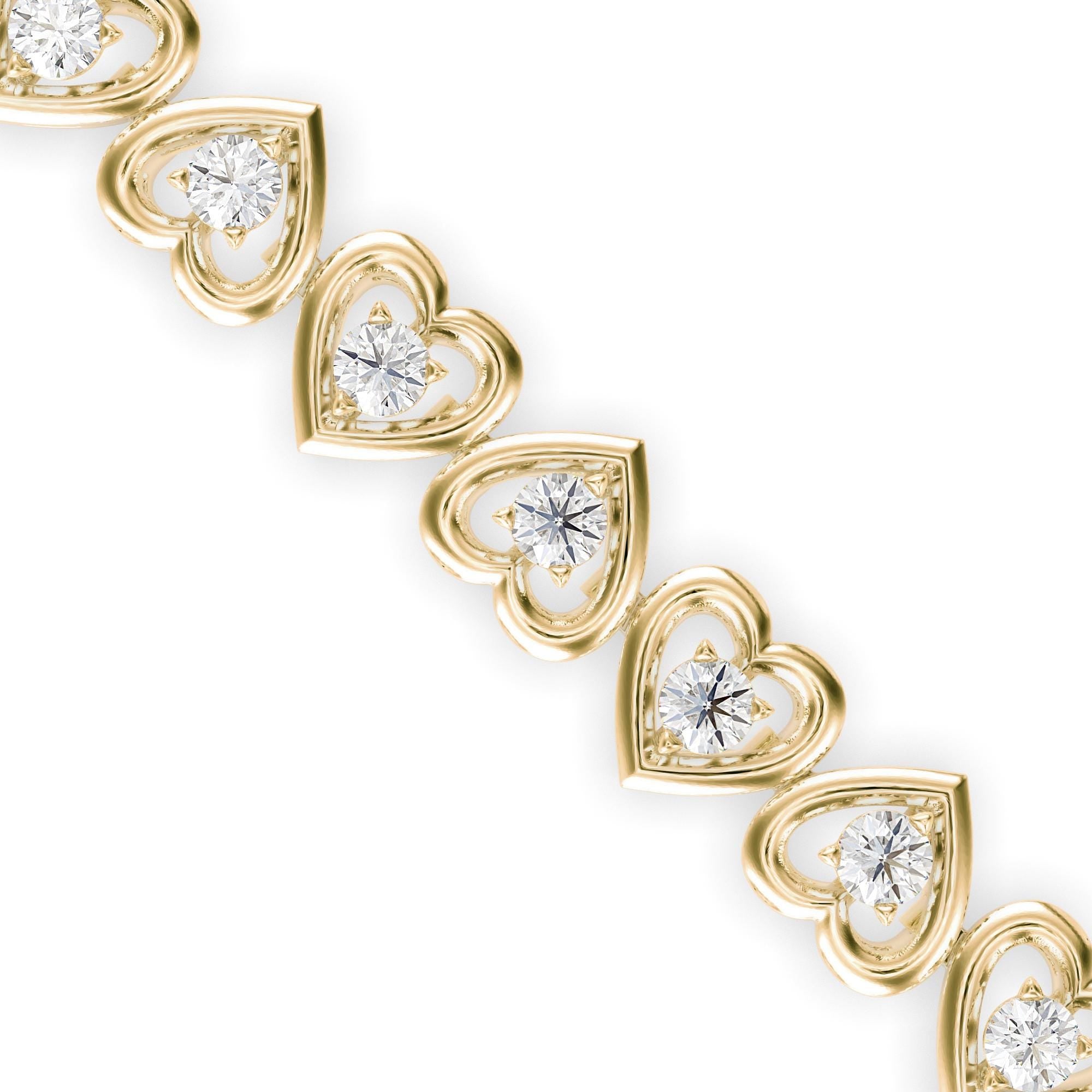 Heart Diamond Tennis Bracelet with Round Cut Lab Grown Diamonds