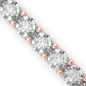 Dual Tone Round Cut Lab Grown Diamond Tennis Bracelet