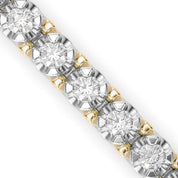 Dual Tone Round Cut Lab Grown Diamond Tennis Bracelet