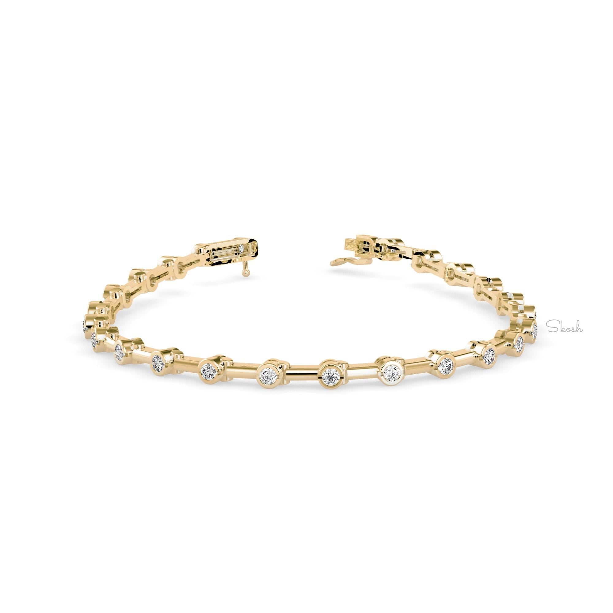 Round Cut Solitaire Diamond Tennis Bracelet
