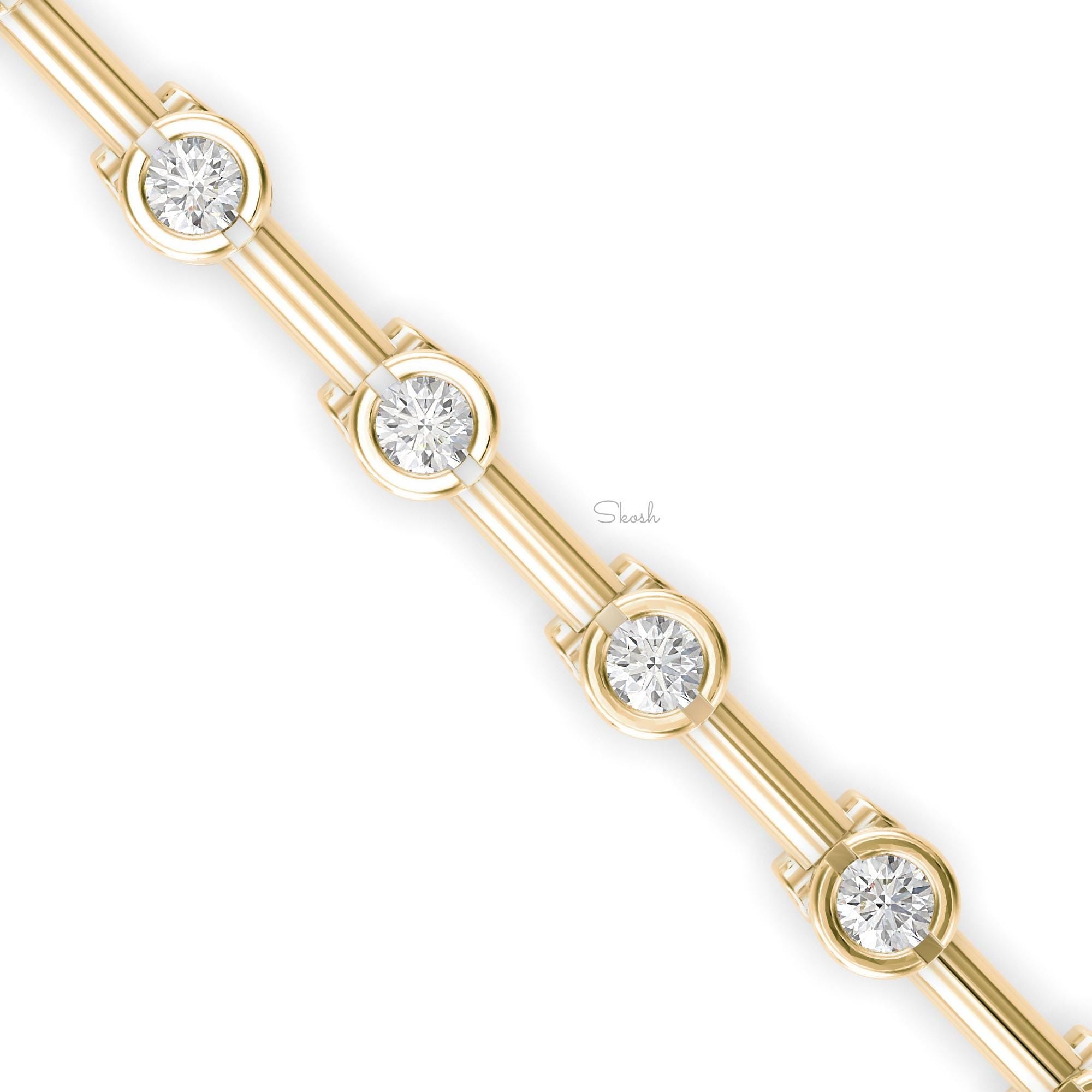 Round Cut Solitaire Diamond Tennis Bracelet