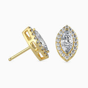 1 - 6 TCW Marquise Shape Lab Grown Diamond Halo Solitaire Stud Earrings