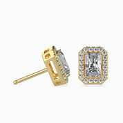 IGI Certified 1-6 Carats Radiant Cut Lab Grown Diamond Halo Solitaire Stud Earrings