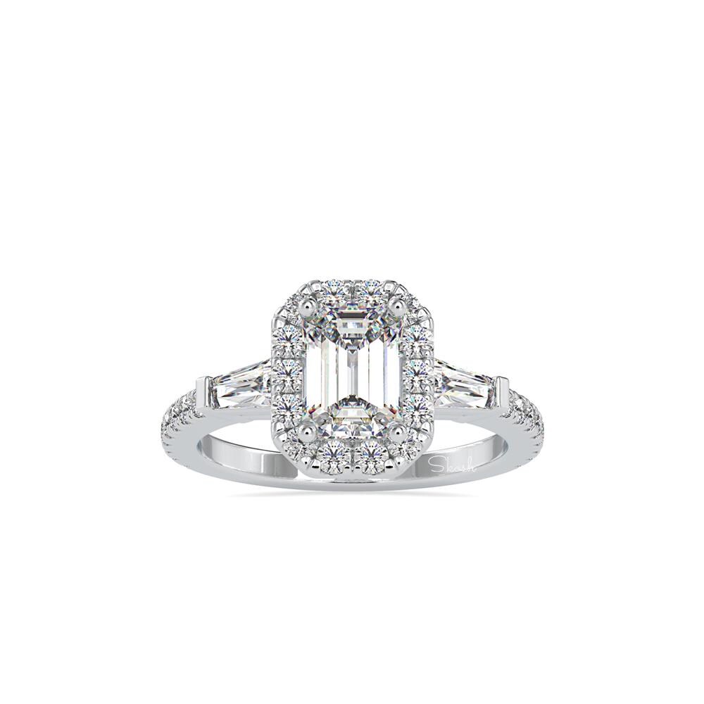 1.25 Carat Emerald Cut Engagement Halo Solitaire Ring