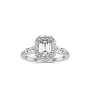 1.25 Carat Emerald Cut Engagement Halo Solitaire Ring
