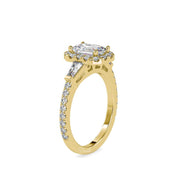 1.25 Carat Emerald Cut Engagement Halo Solitaire Ring