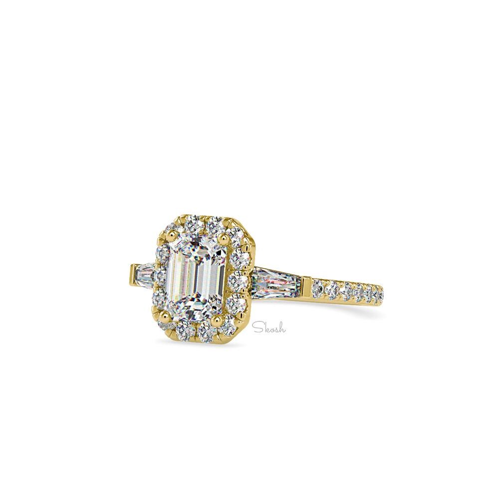 1.25 Carat Emerald Cut Engagement Halo Solitaire Ring