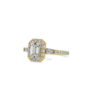 1.25 Carat Emerald Cut Engagement Halo Solitaire Ring